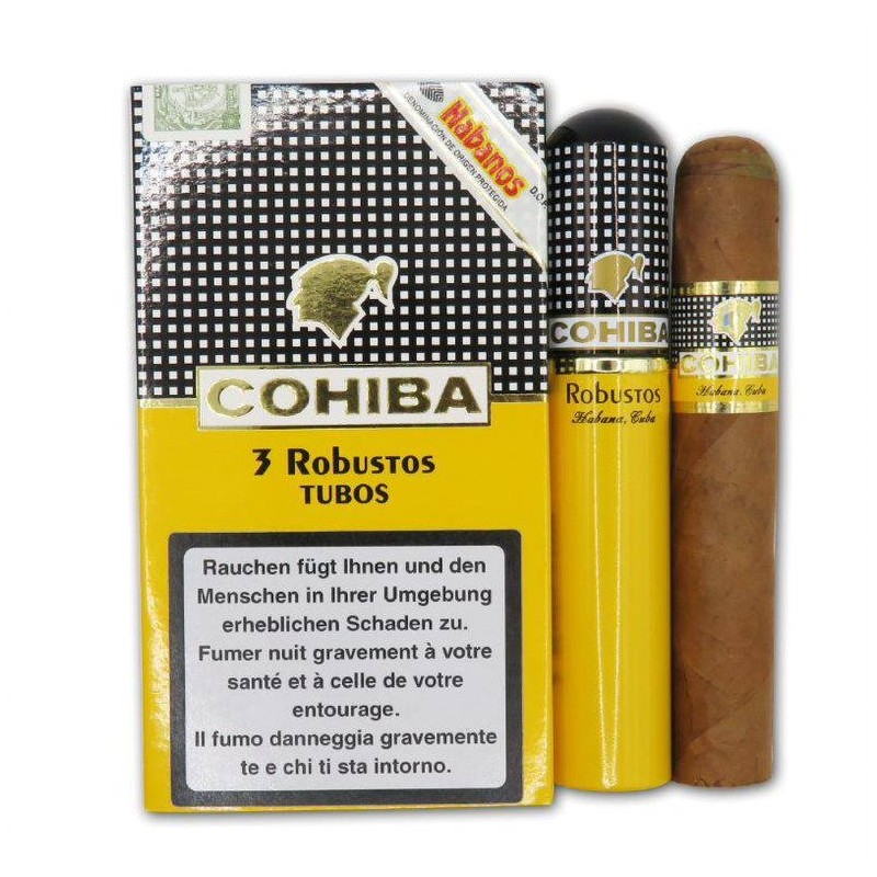 Cohiba Robustos A Tubos – Étui 3 Cigares Cubains