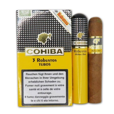 Cohiba Robustos A Tubos – Étui 3 Cigares Cubains